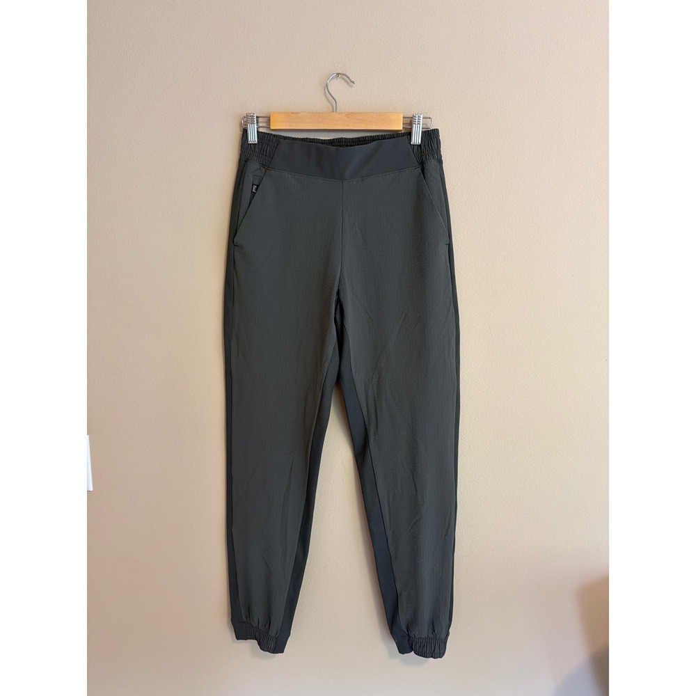 Women Dark Olive Green Athletic Joggers Tapered Hiking Pants Zip Pockets Small